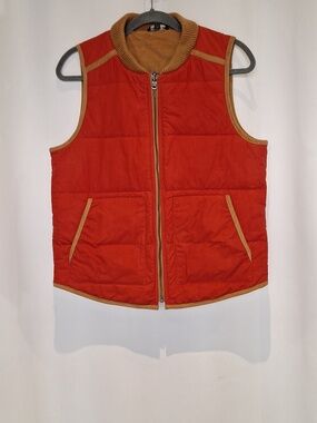 Toad&Co  Red and Tan Quilted Reversable Vest Size M